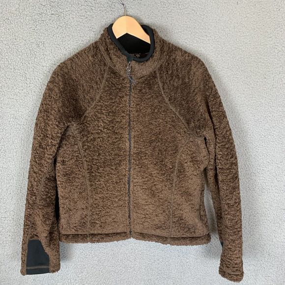 Mountain Hardwear Jacket Womens M Brown Full Zip Fuzzy Monkey Fleece - Picture 1 of 7